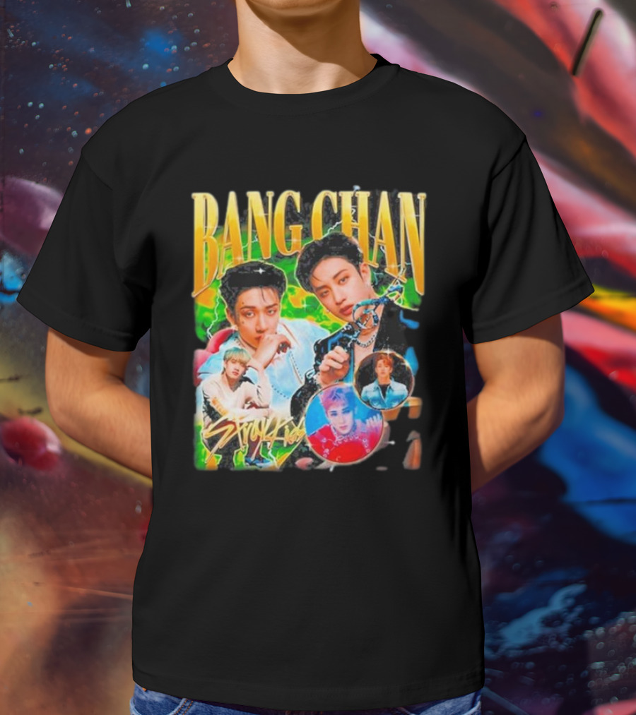 Bang Chan Stray Kids Multicolor Photo Collage T-Shirt
