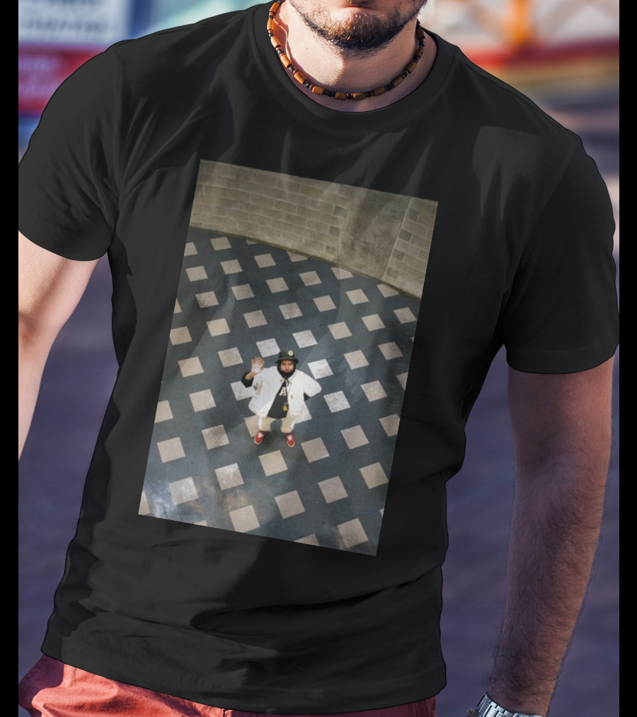 Mac Photo Off Waving Man In Grid Pattern Floor T-Shirt