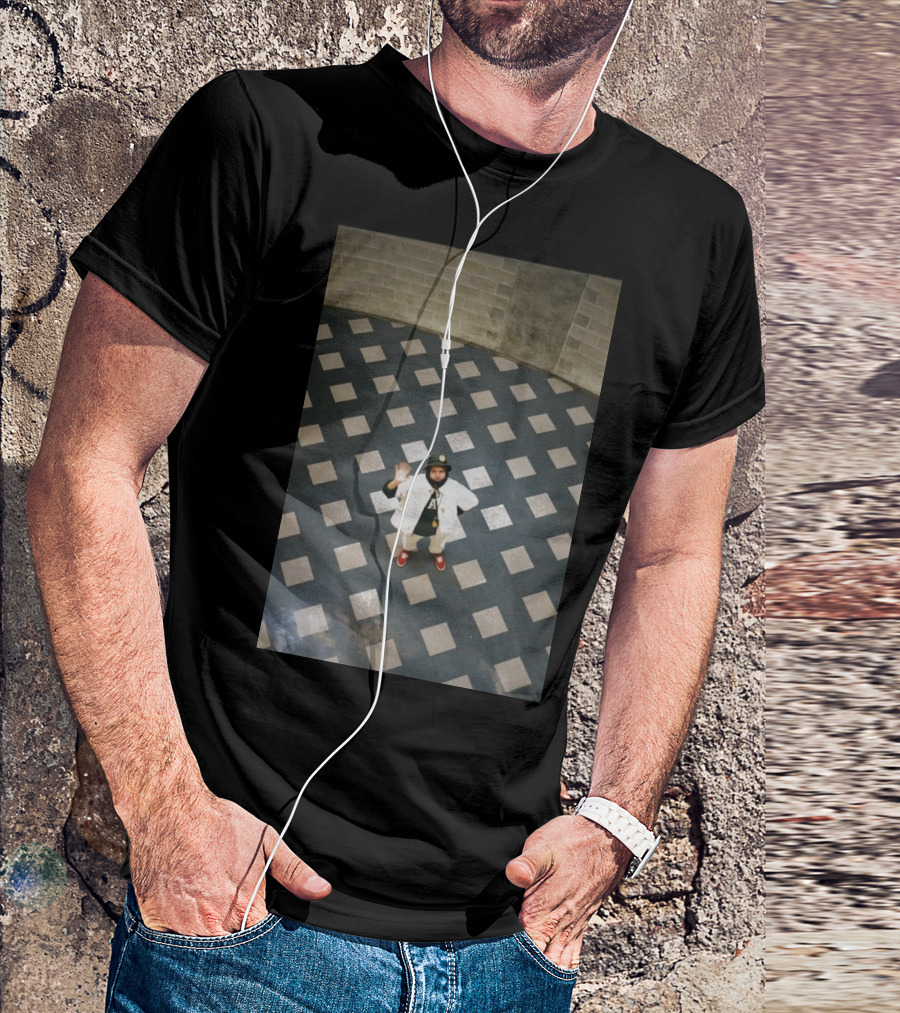 Mac Photo Off Waving Man In Grid Pattern Floor T-Shirt