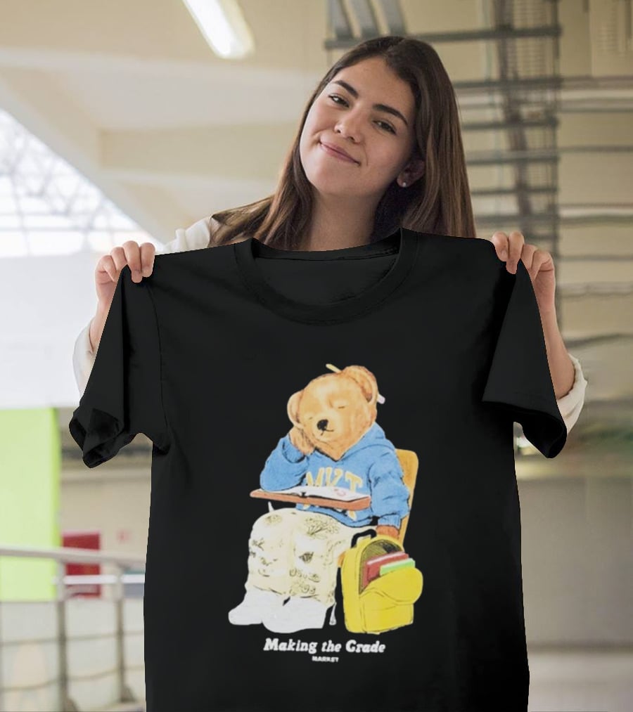 NYT Bear In School Desk With Yellow Backpack T-Shirt
