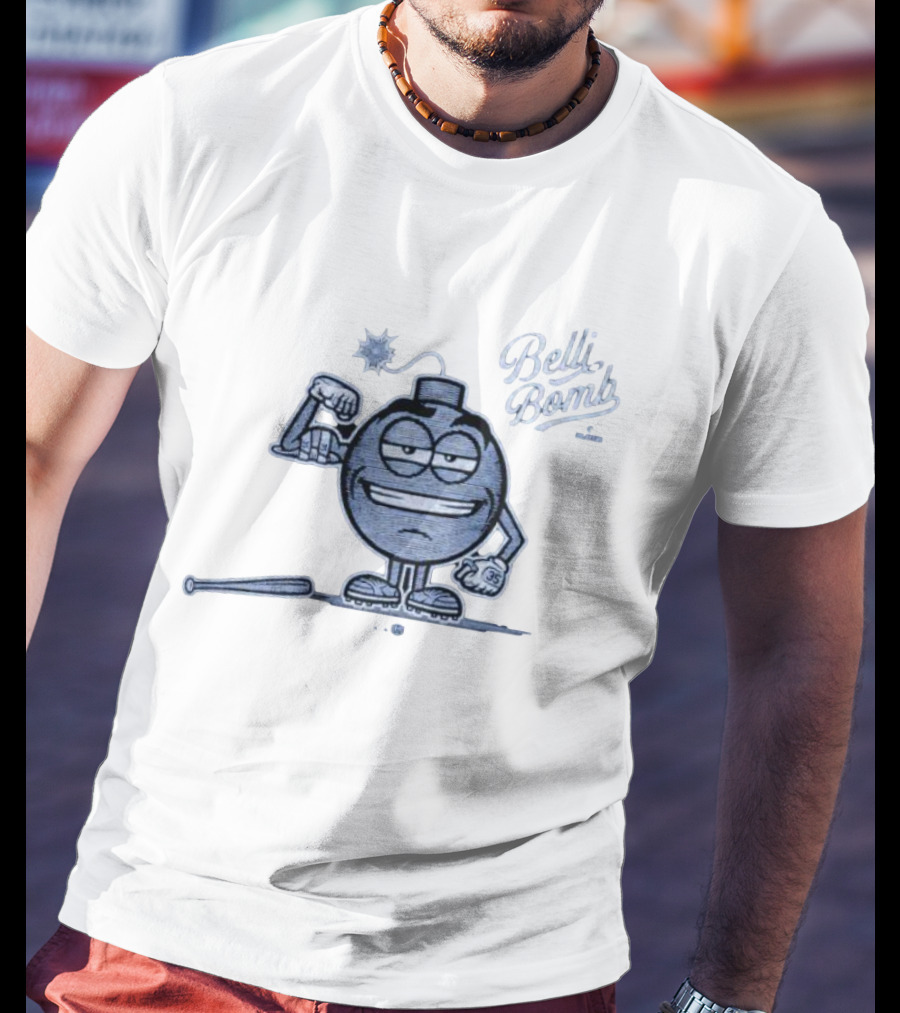 Belli Bomb Cartoon Character With Baseball Bat T-Shirt