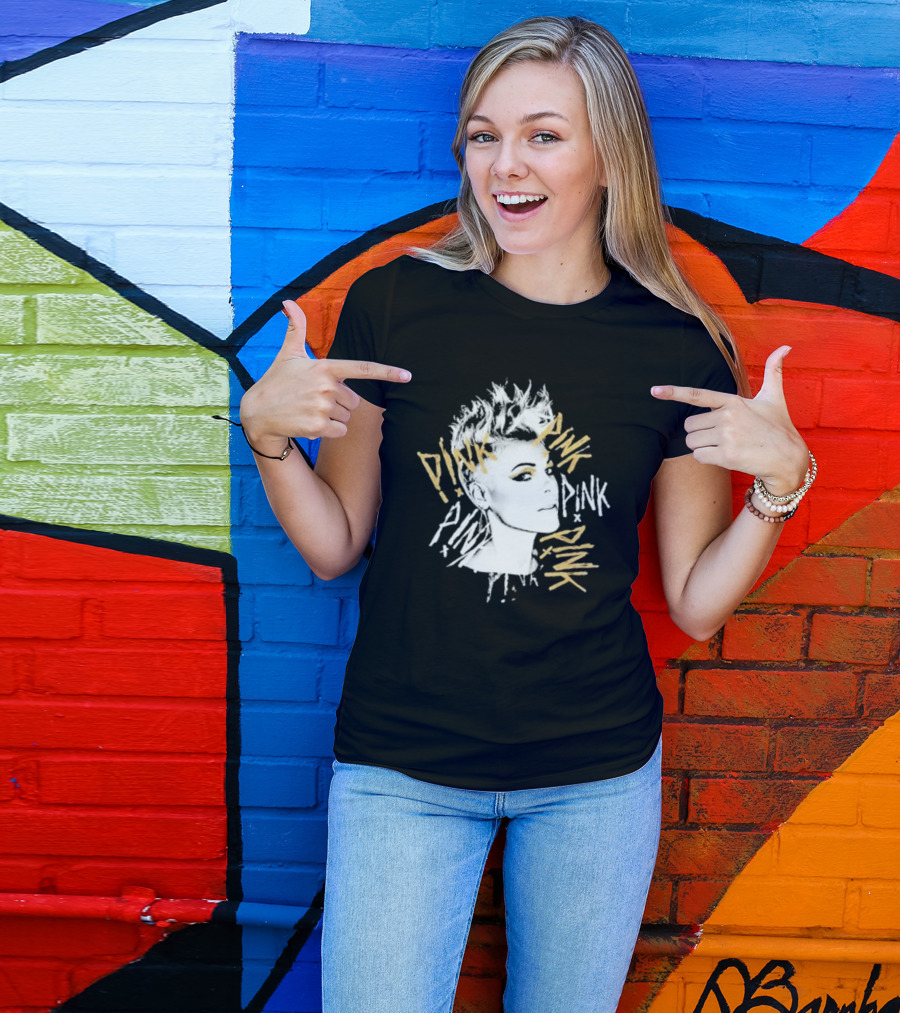 Pnk - Stylized Portrait With Pnk Text T-Shirt