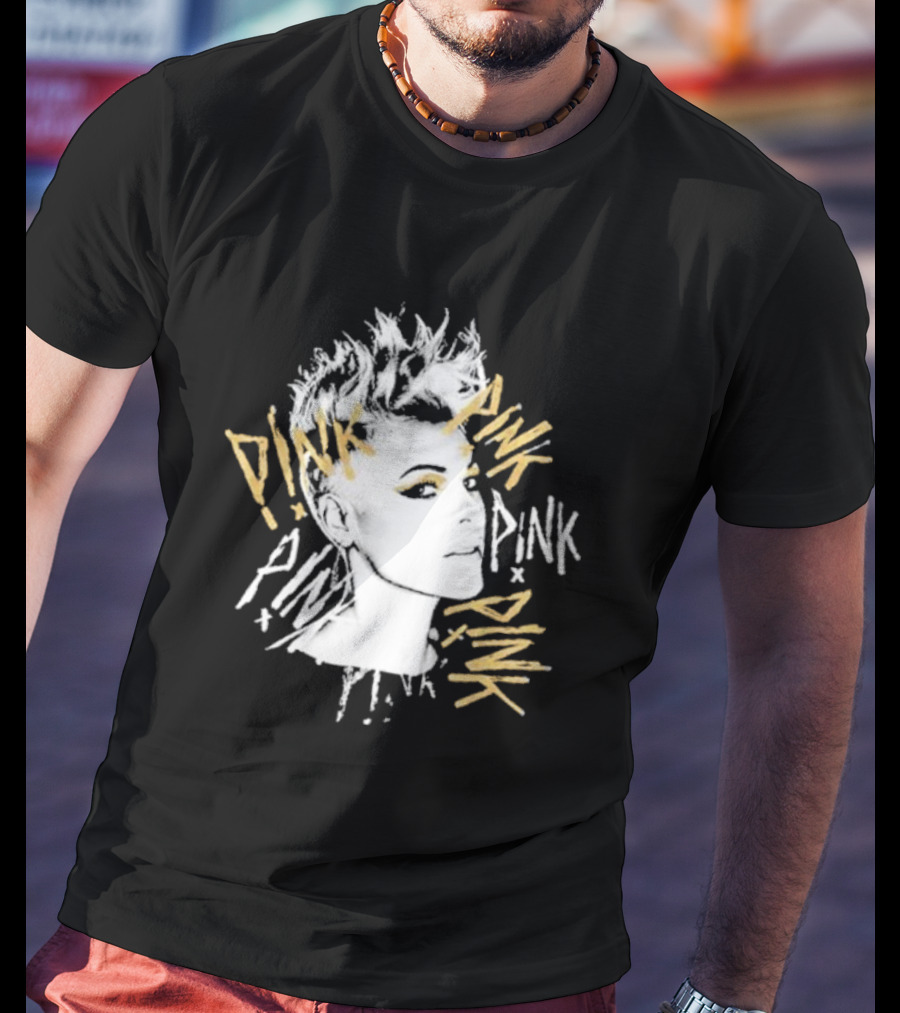 Pnk - Stylized Portrait With Pnk Text T-Shirt