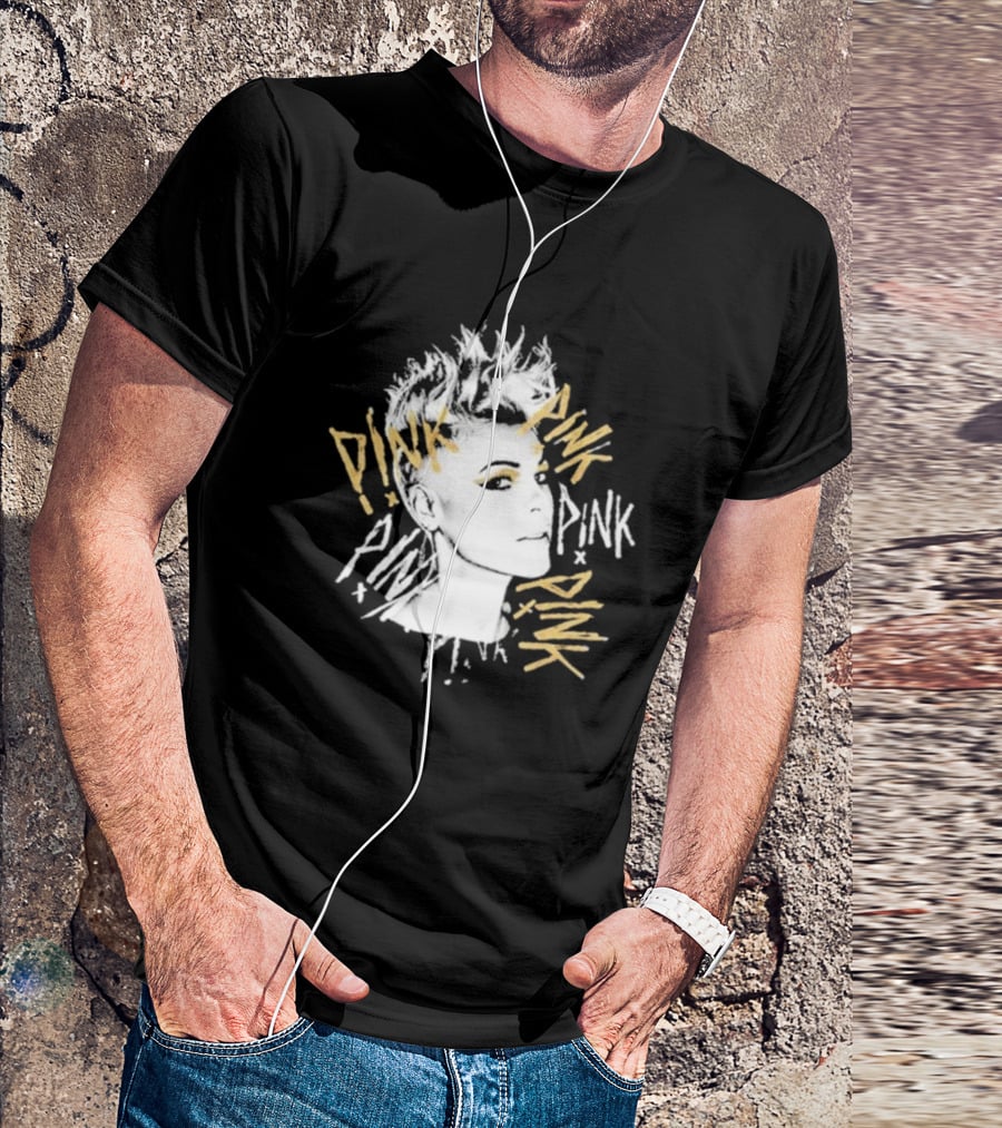 Pnk - Stylized Portrait With Pnk Text T-Shirt