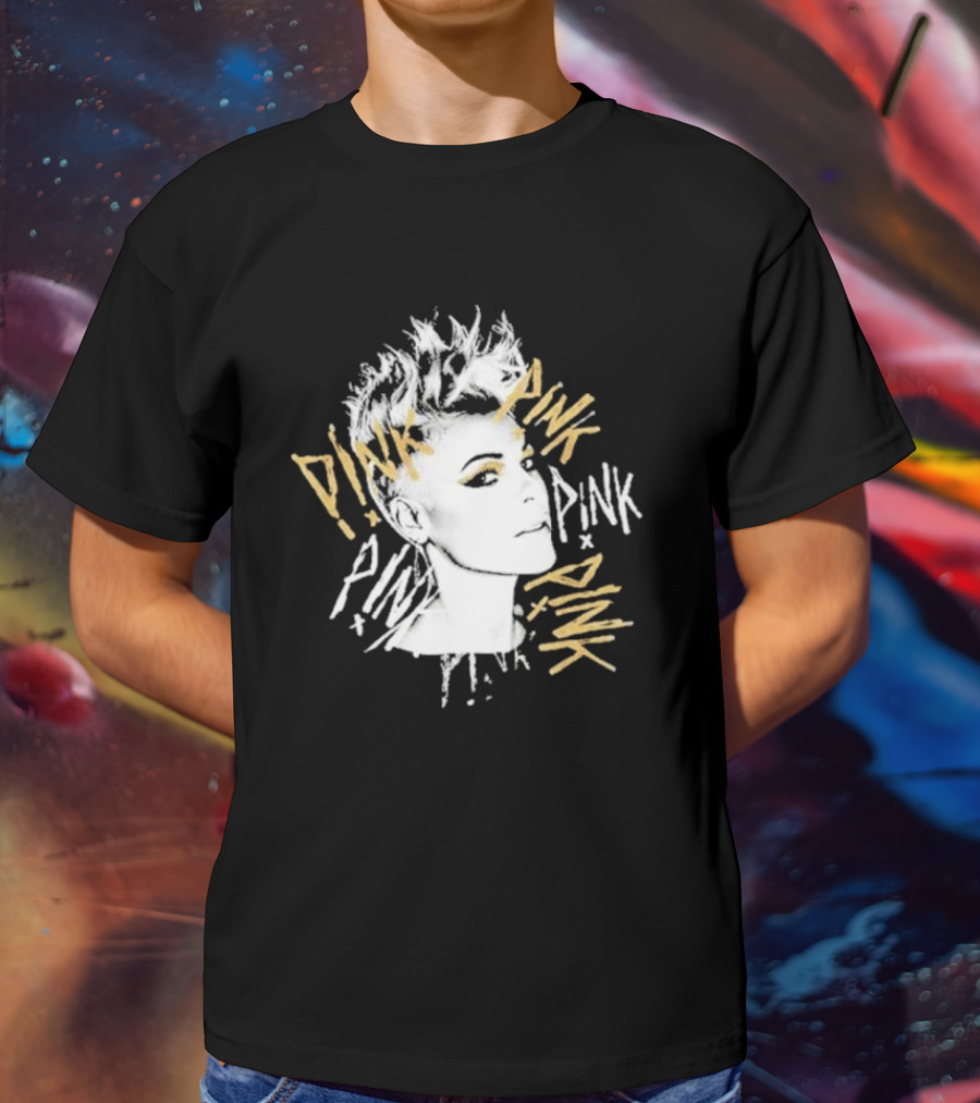 Pnk - Stylized Portrait With Pnk Text T-Shirt