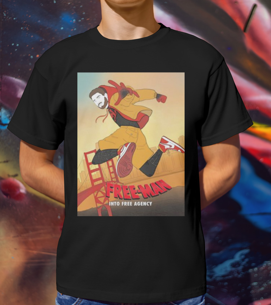 FREE-MAN Into Free Agency San Francisco Bridge Jumping Character T-Shirt