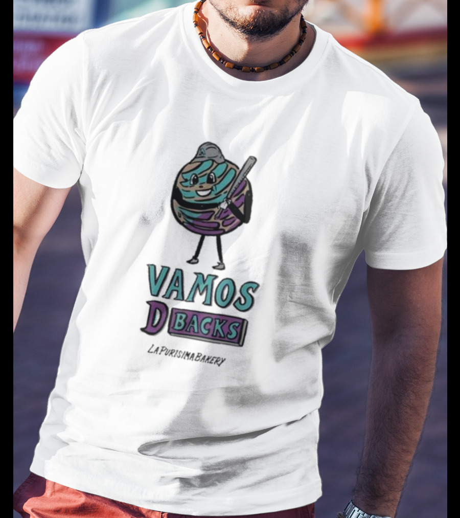 VAMOS DBACKS La Purisima Bakery Baseball Cookie Character T-Shirt