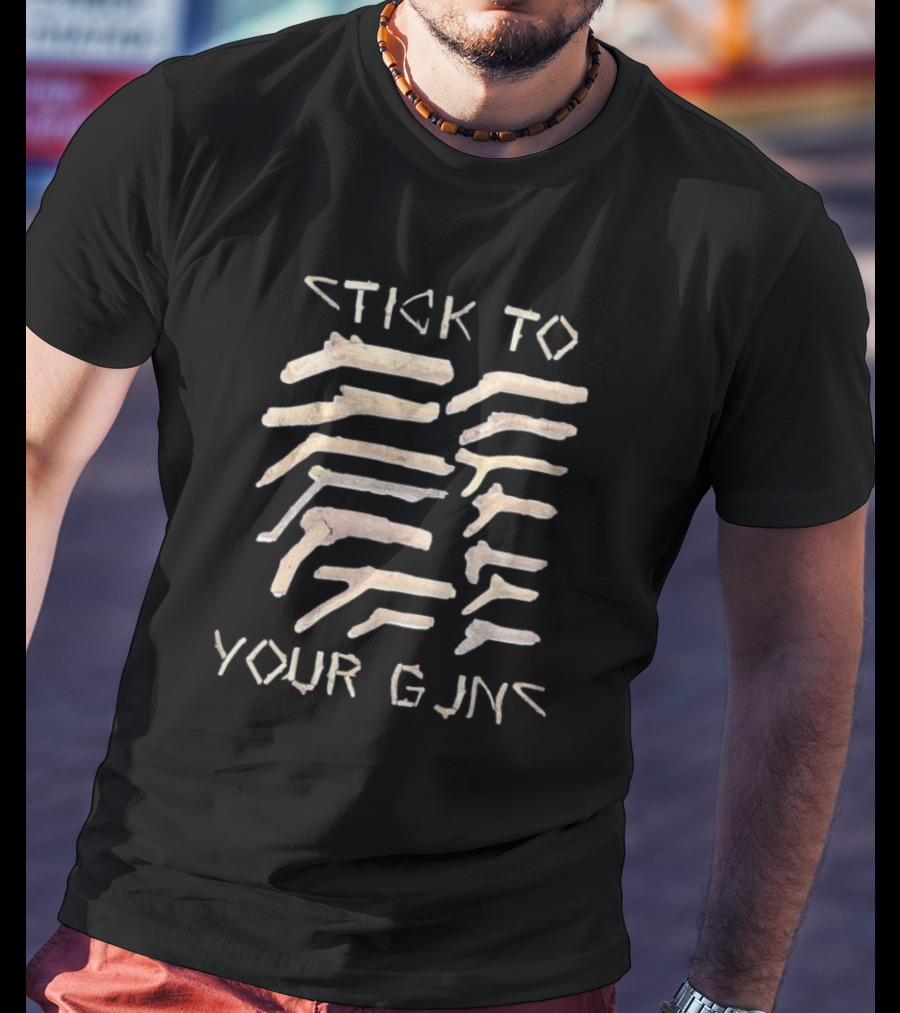 Stick To Your Guns Branch Shaped Pistol Figures T-Shirt