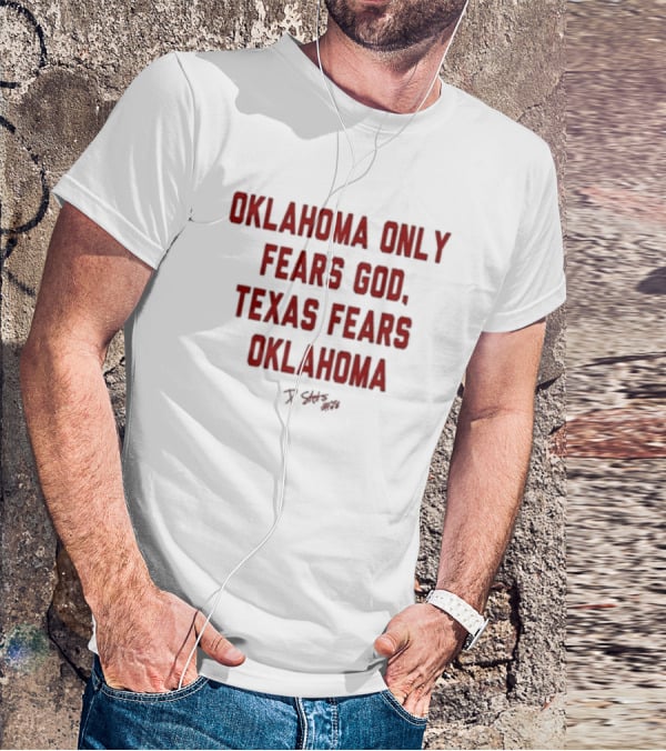 Oklahoma Only Fears God Texas Fears Oklahoma Stutsman 28 T-Shirt