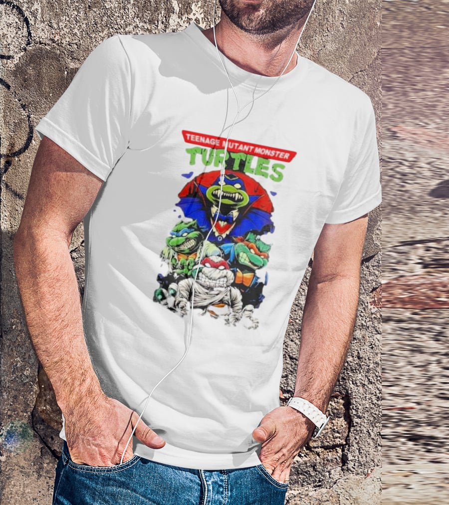 Teenage Mutant Monster Turtles Vampire Mummy Frankenstein Werewolf Mashup T-Shirt