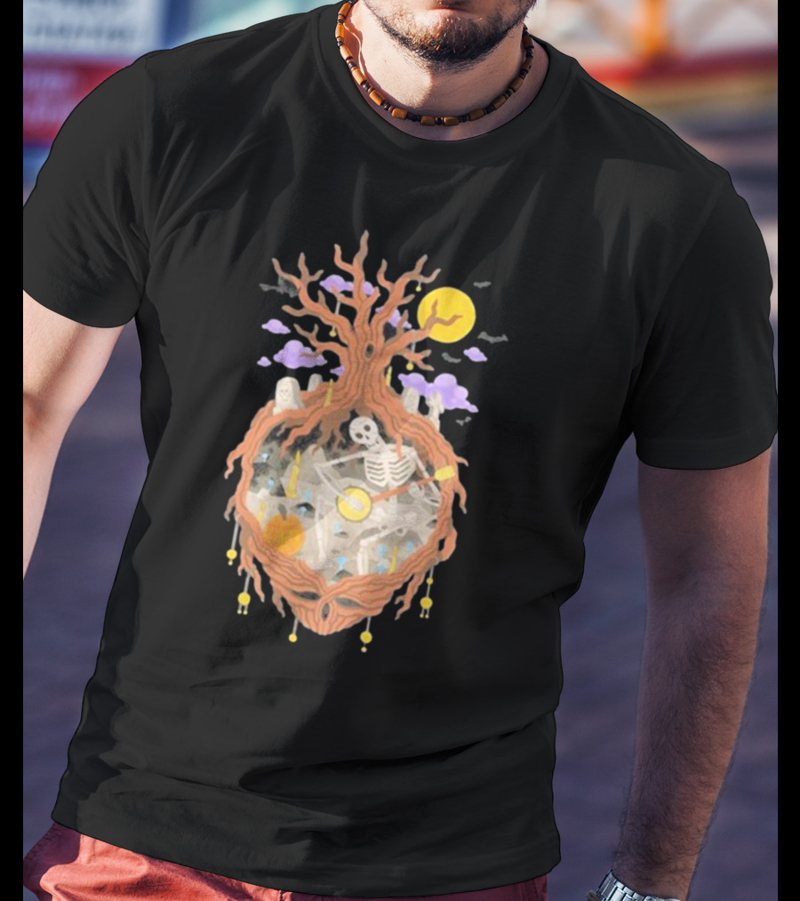 Grateful Dead The 13th Skeleton Moonlit Cemetery Tree T-Shirt