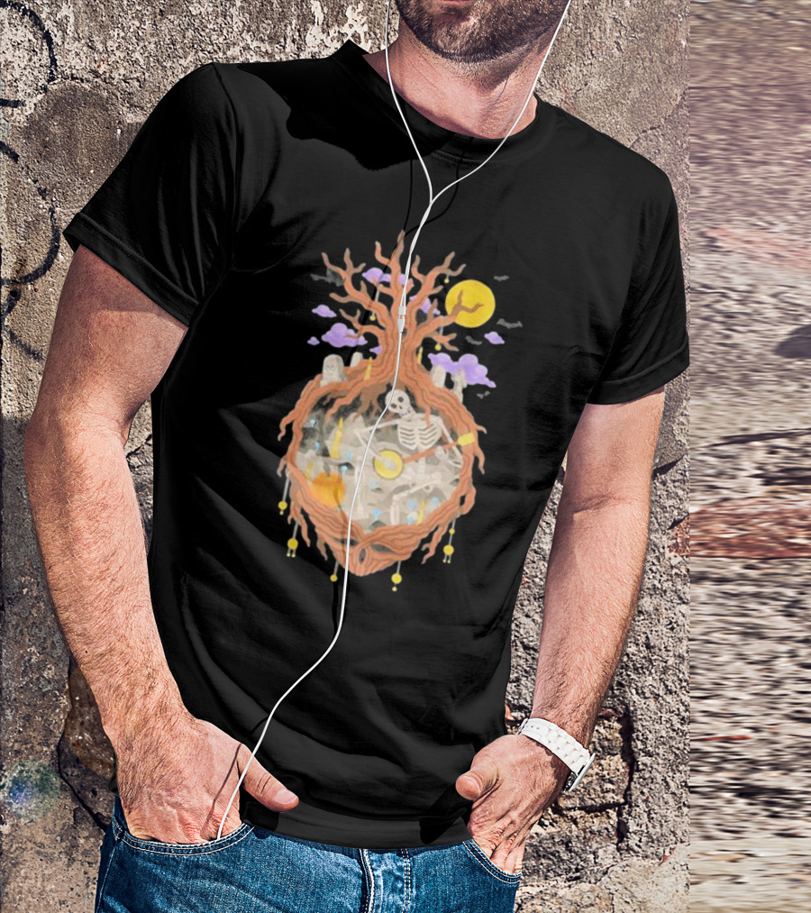 Grateful Dead The 13th Skeleton Moonlit Cemetery Tree T-Shirt