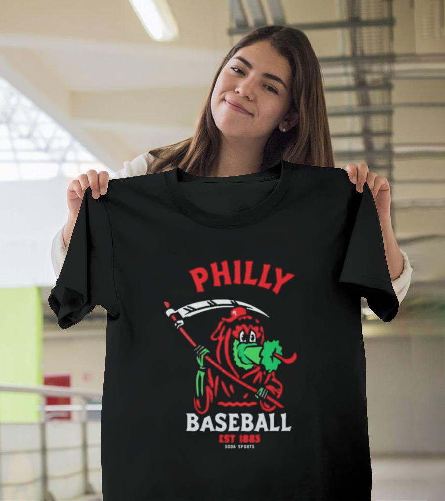 Philly Baseball Est 1883 Soda Sports Phillie Phanatic Grim Reaper T-Shirt