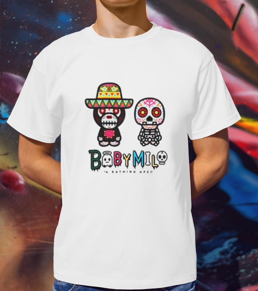 BABY MILO A BATHING APE HALLOWEEN Día De Muertos Skeletons T-Shirt