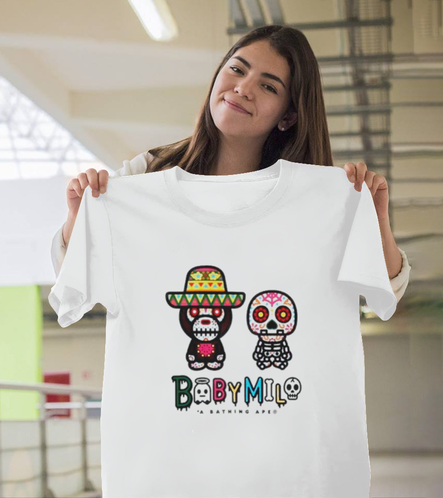 BABY MILO A BATHING APE HALLOWEEN Día De Muertos Skeletons T-Shirt