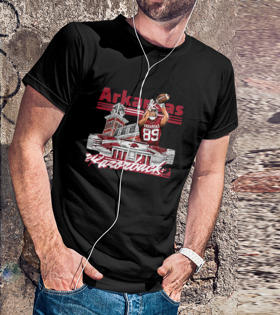 Arkansas Razorbacks Nathan Bax 89 Collegiate Landmarks Football Receiver T-Shirt