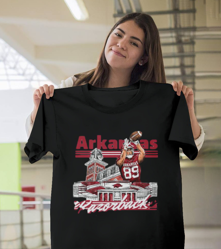 Arkansas Razorbacks Nathan Bax 89 Collegiate Landmarks Football Receiver T-Shirt