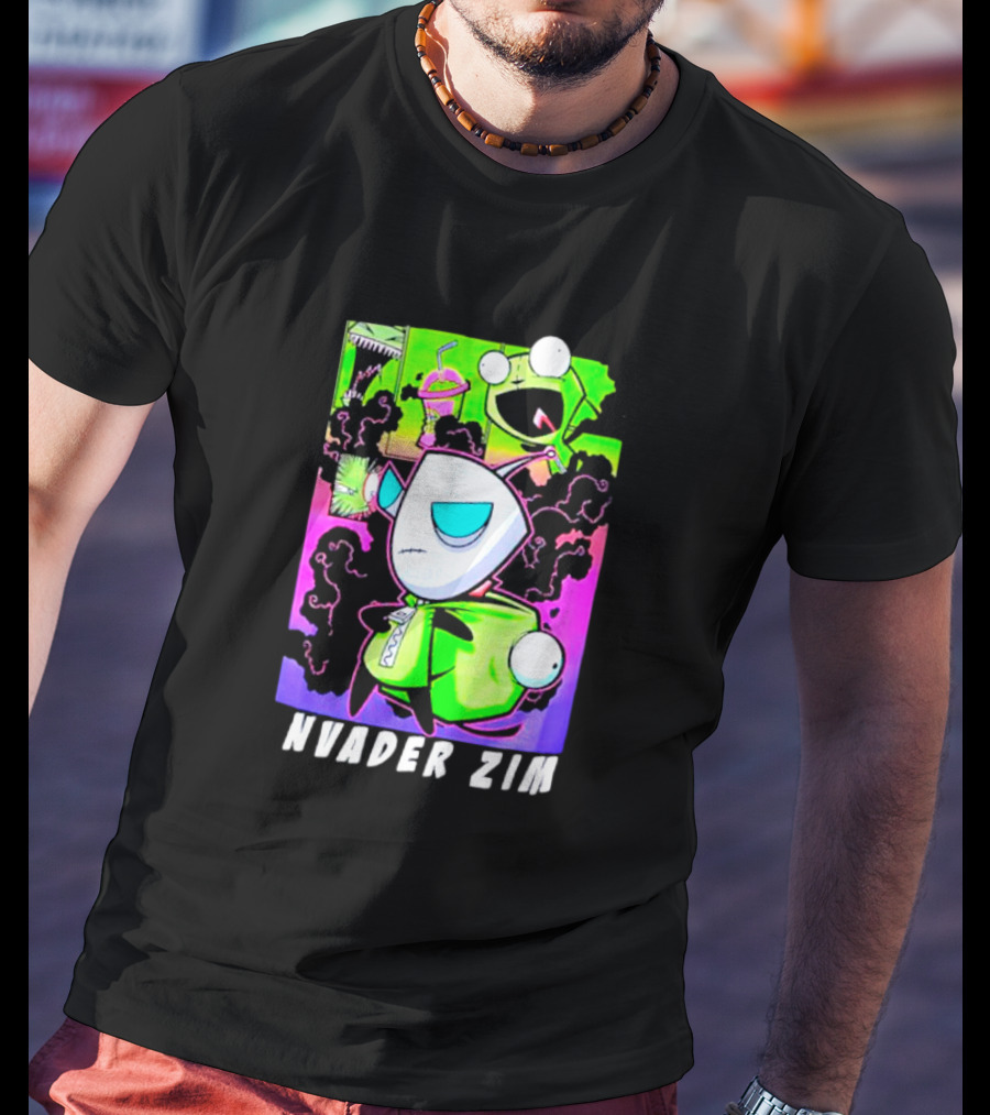 Invader Zim GIR Unzipped Neon Colors Cartoon T-Shirt