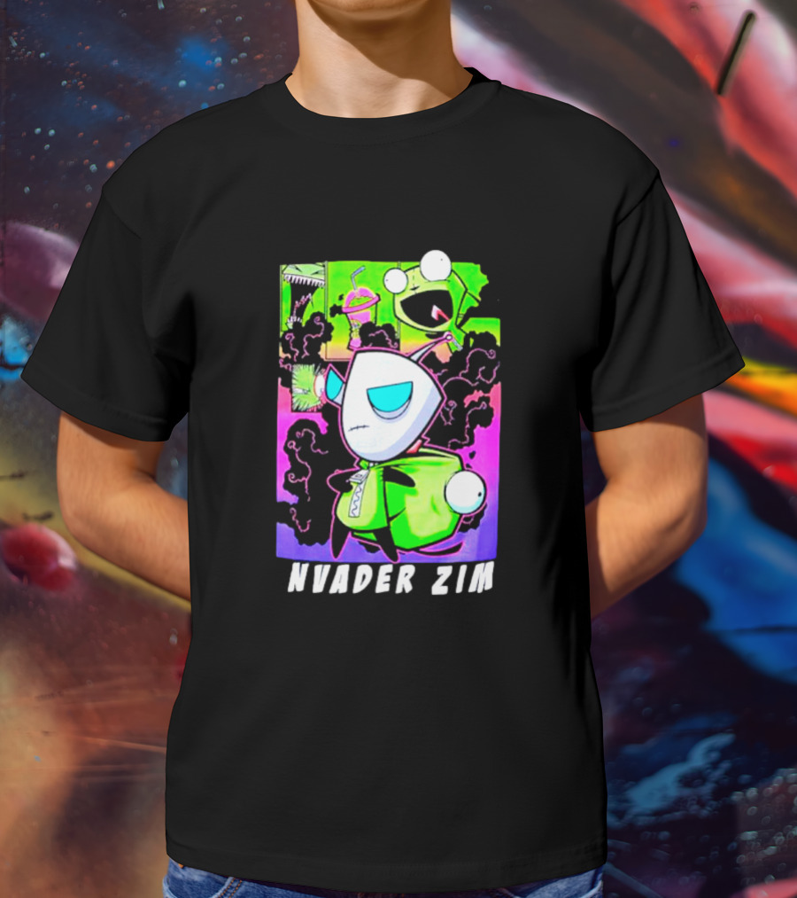 Invader Zim GIR Unzipped Neon Colors Cartoon T-Shirt