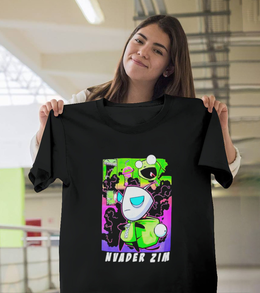 Invader Zim GIR Unzipped Neon Colors Cartoon T-Shirt