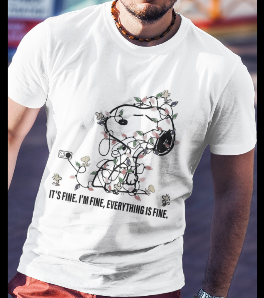 It's Fine I'm Fine Everything Is Fine Snoopy Christmas Lights T-Shirt