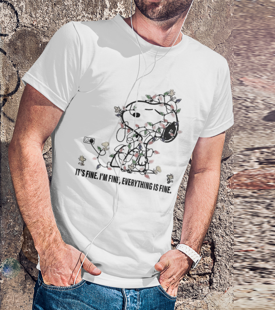 It's Fine I'm Fine Everything Is Fine Snoopy Christmas Lights T-Shirt