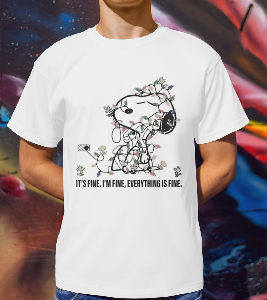 It's Fine I'm Fine Everything Is Fine Snoopy Christmas Lights T-Shirt