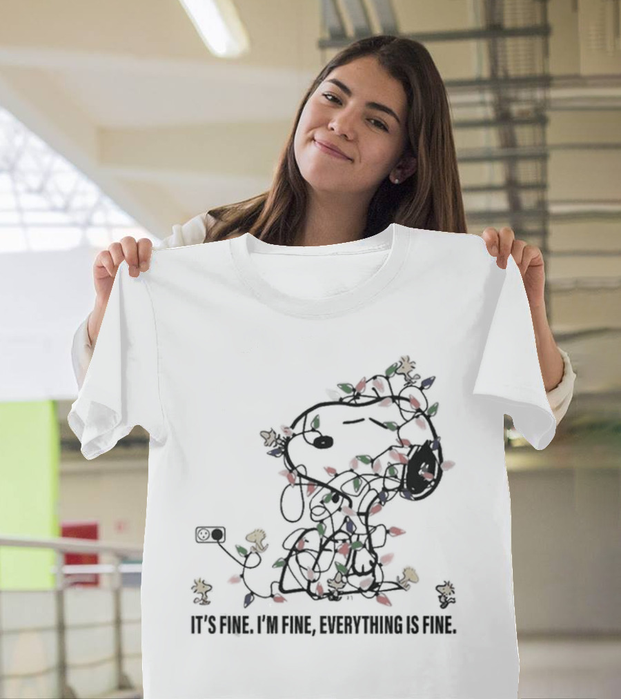 It's Fine I'm Fine Everything Is Fine Snoopy Christmas Lights T-Shirt