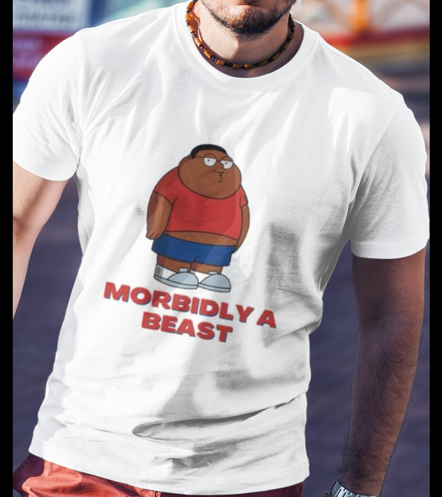 Morbidly A Beast Cartoon Character In Red And Blue T-Shirt