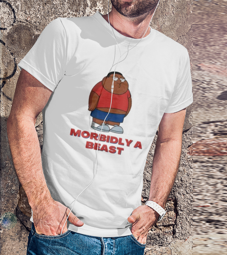 Morbidly A Beast Cartoon Character In Red And Blue T-Shirt