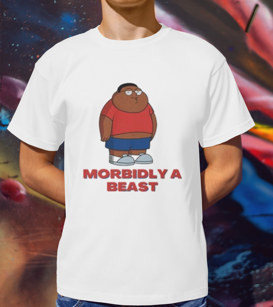 Morbidly A Beast Cartoon Character In Red And Blue T-Shirt
