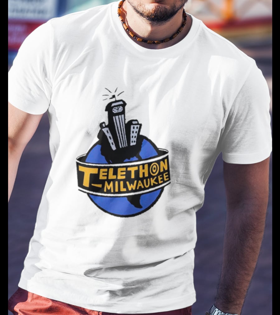 Telethon Milwaukee City Skyline Over Earth T-Shirt