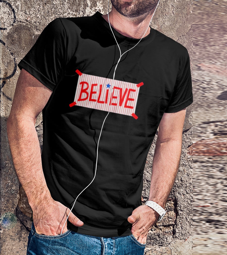 Believe Philadelphia Red Stripes Blue Star T-Shirt
