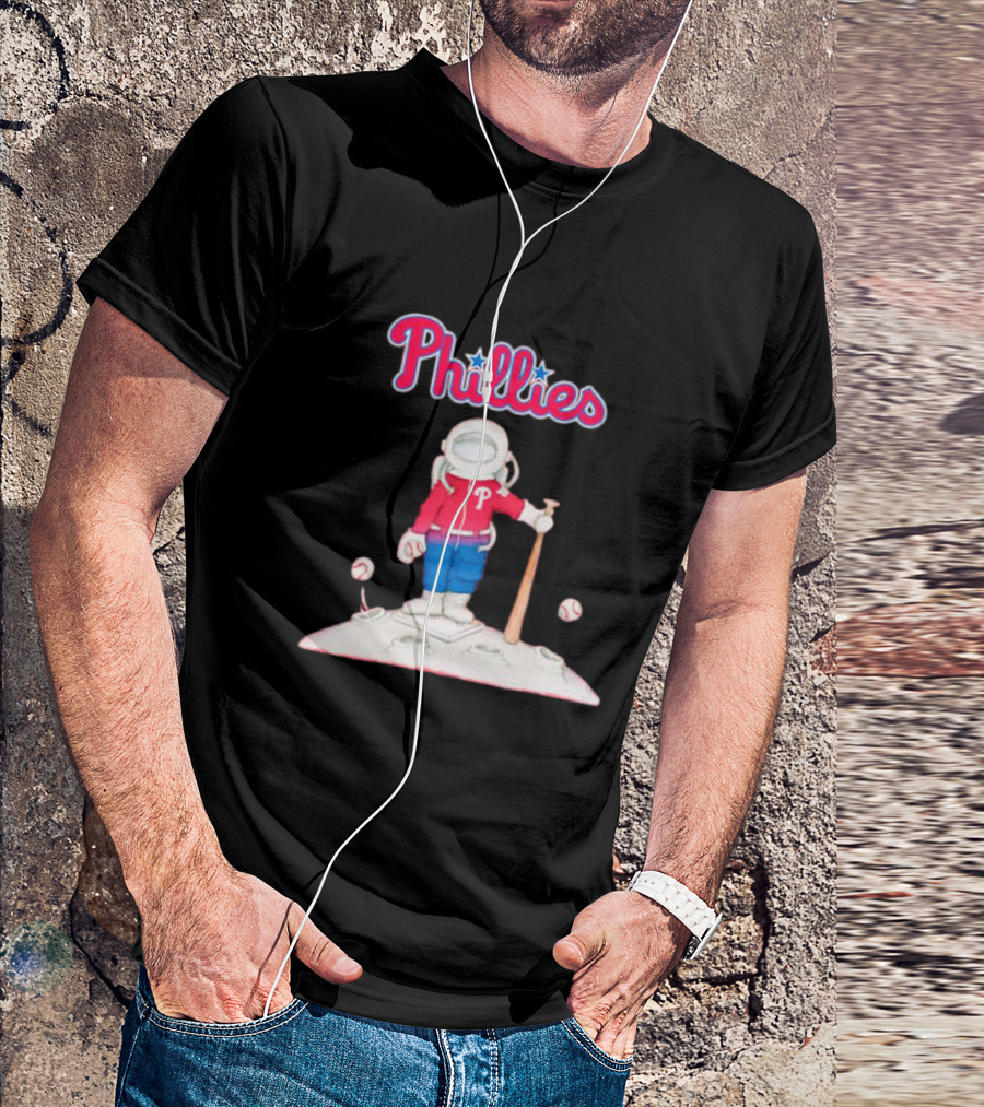 Phillies Astronaut Baseball Moon Adventure T-Shirt