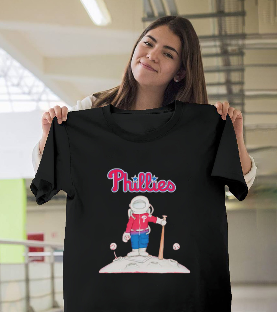 Phillies Astronaut Baseball Moon Adventure T-Shirt