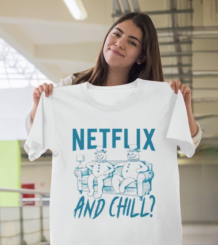Netflix And Chill Snowman Couch Scene T-Shirt