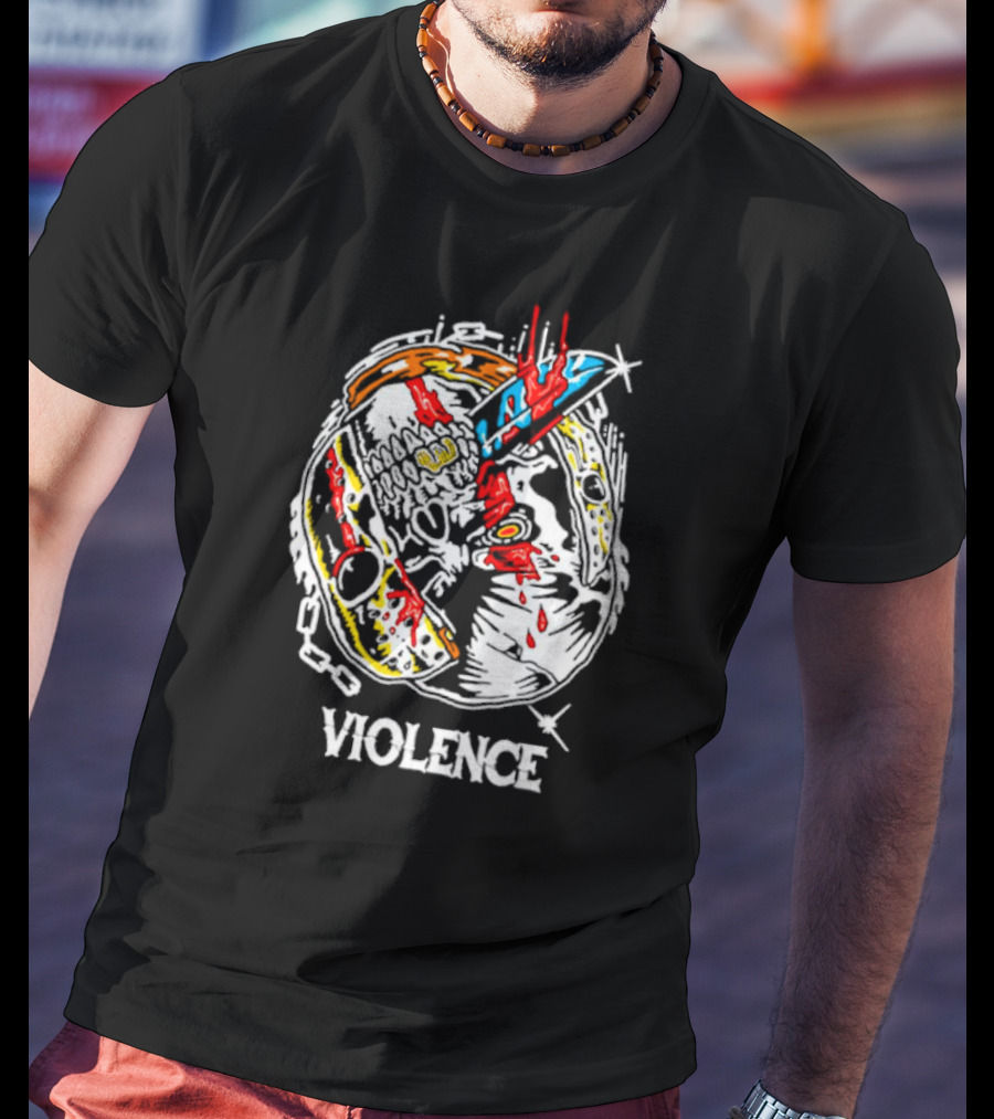 Slasher Mask Chainsaw Knife Violence T-Shirt
