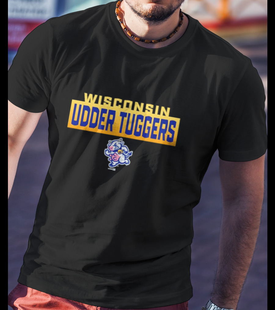 Wisconsin Udder Tuggers Cow Logo Heather T-Shirt