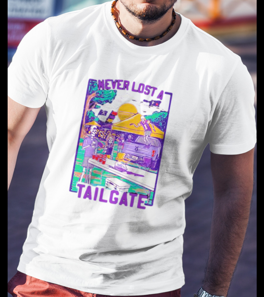 East Carolina Pirates Never Lost A Tailgate Skeleton Party Scene T-Shirt