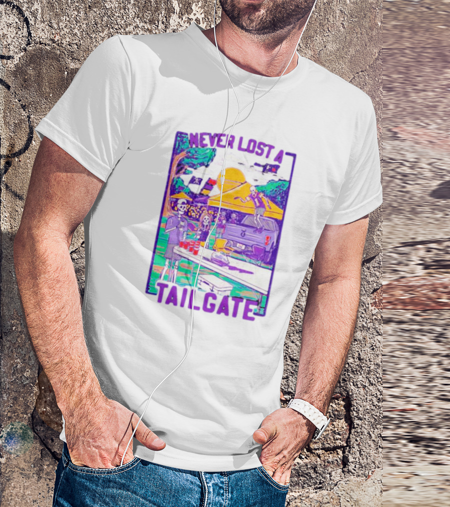 East Carolina Pirates Never Lost A Tailgate Skeleton Party Scene T-Shirt