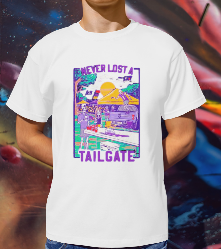 East Carolina Pirates Never Lost A Tailgate Skeleton Party Scene T-Shirt