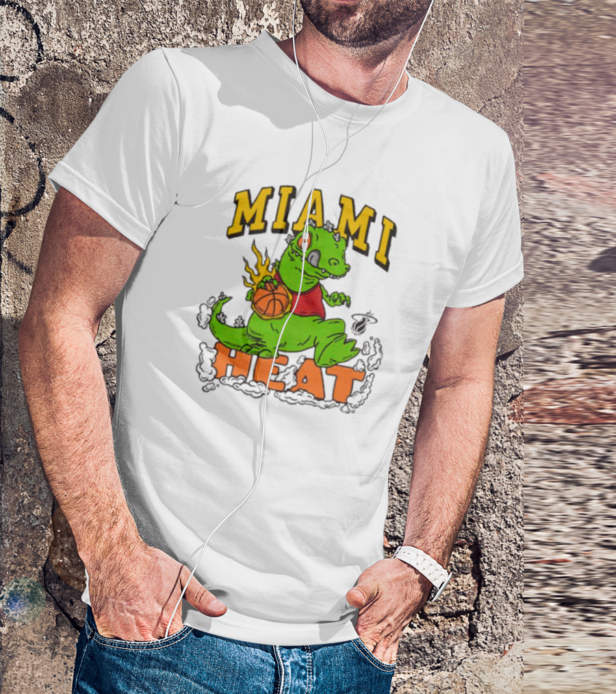 Miami Heat Reptar Holding Basketball Rugrats Crossover T-Shirt