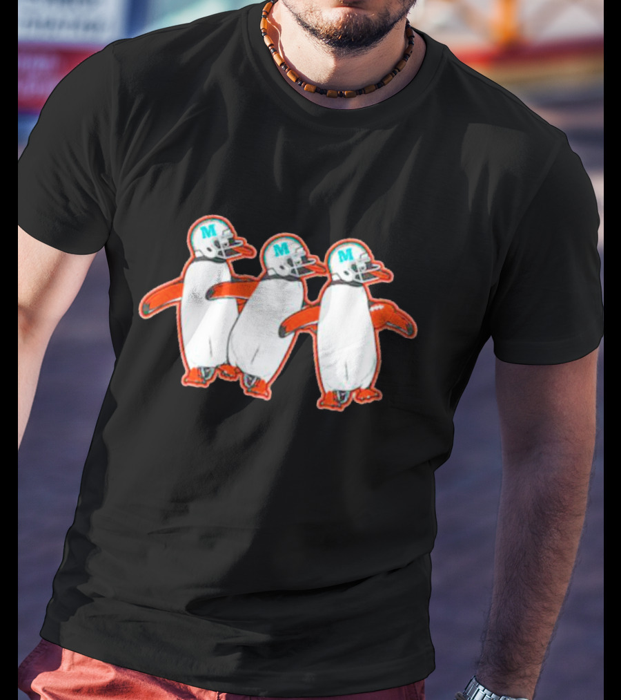 Miami Hurricanes Penguins Marching With Helmets T-Shirt