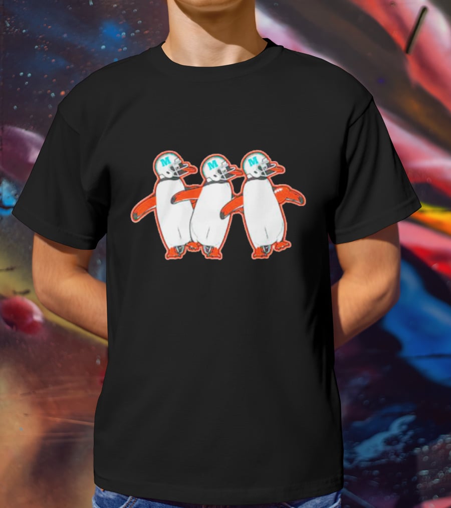 Miami Hurricanes Penguins Marching With Helmets T-Shirt