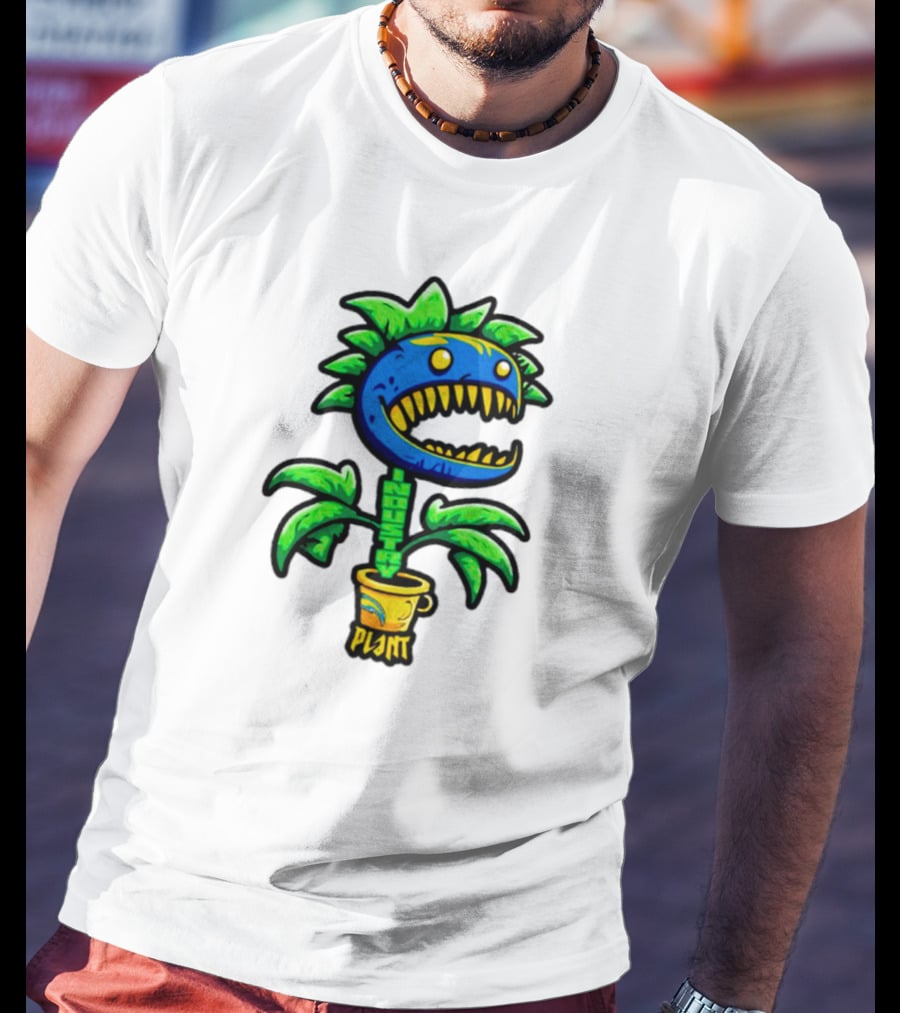 Industry Plant Blue Monster With Yellow Teeth In Yellow Pot T-Shirt