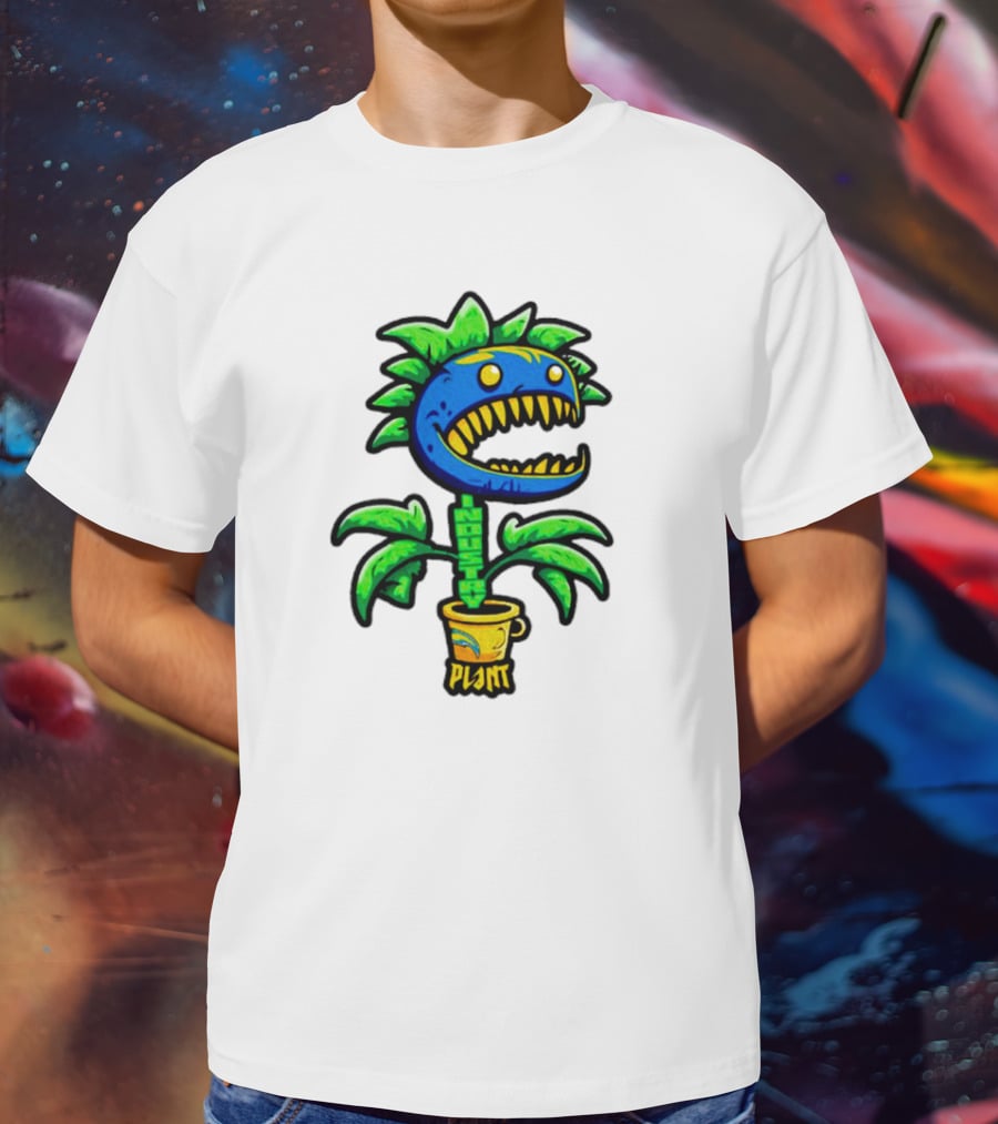 Industry Plant Blue Monster With Yellow Teeth In Yellow Pot T-Shirt