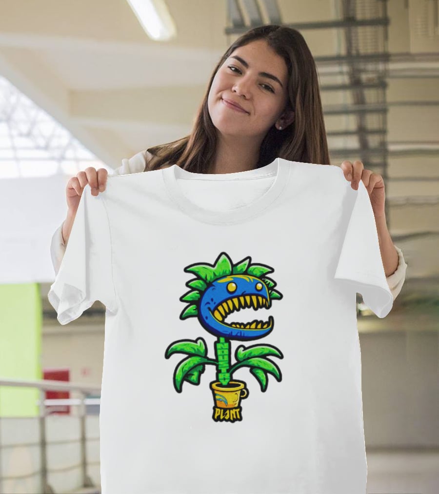 Industry Plant Blue Monster With Yellow Teeth In Yellow Pot T-Shirt