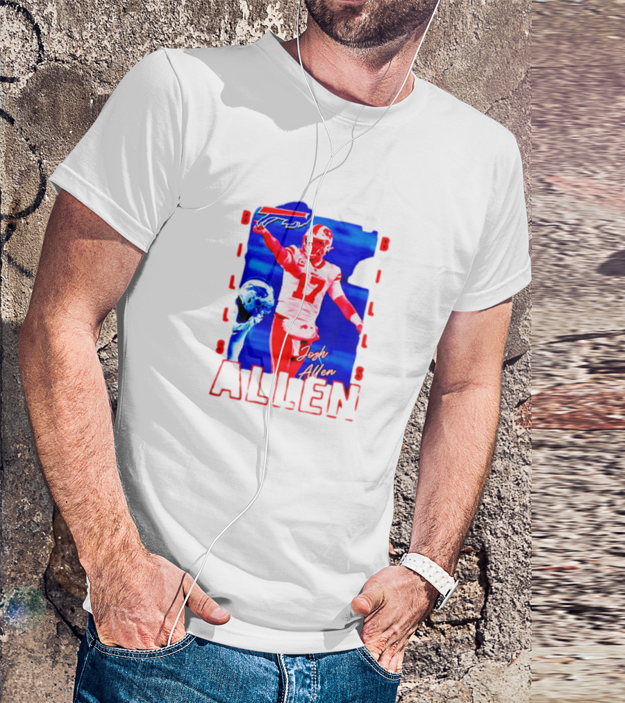 Josh Allen Buffalo Bills NFL Quarterback Iconic Play Action Image T-Shirt