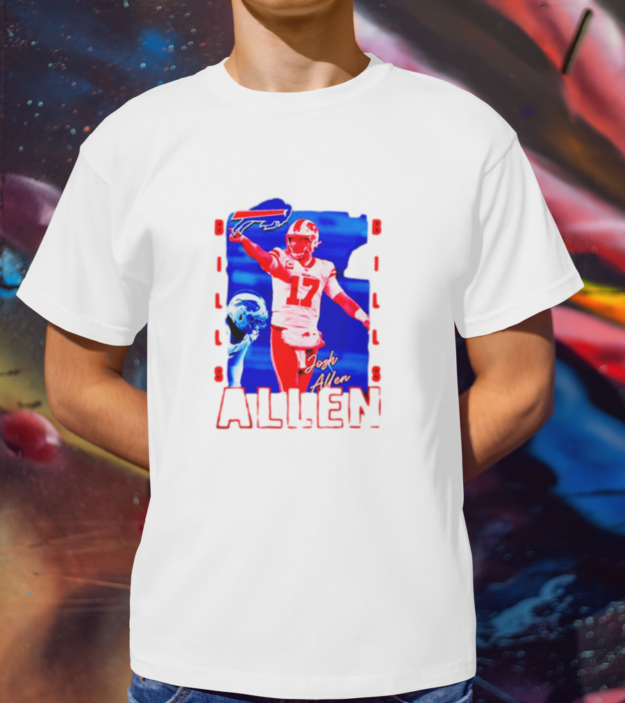 Josh Allen Buffalo Bills NFL Quarterback Iconic Play Action Image T-Shirt