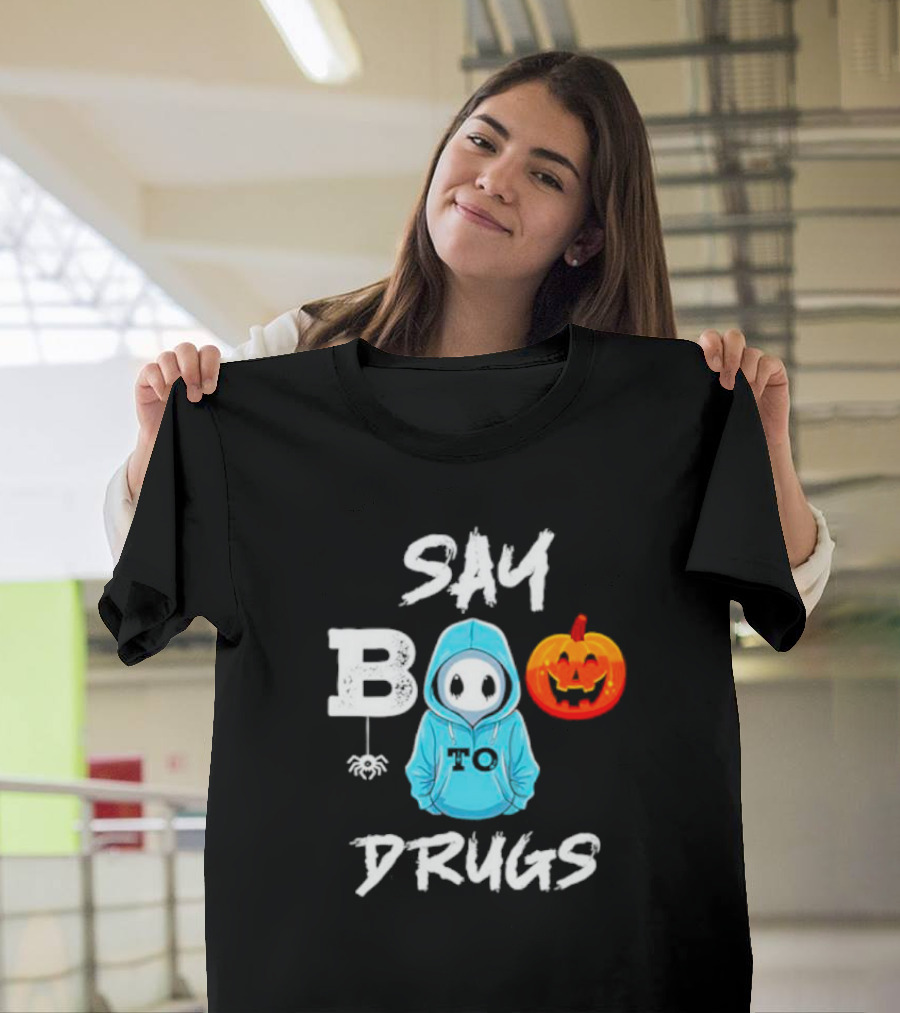 Red Ribbon Week Awareness Say Boo To Drugs Halloween Pumpkin T-Shirt